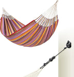 LA SIESTA® Flora Classic Cotton Hammock & Wall Mount Kit for Walls Ceilings & Square Beams - Indoor Outdoor Hammock Bed, Portable Hammock, 2 Person Hammock - Extra Large King Hammock, Flowers
