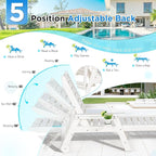 nalone Outdoor Chaise Lounge Chair Set of 2 with Wheels & Cup Holder, HDPE Pool Lounge Chairs with 5-Position Adjustable Backrest Supports Up to 400 LBS for Patio Poolside Deck Beach Backyard (White)
