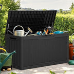 YITAHOME 80 Gallon Outdoor Storage Box, Large Water Resistant Resin Deck Box, Indoor Outdoor Lockable Rattan Storage Container for Patio, Garden, Cushions, Tools, Equipment (Black)