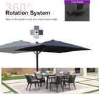 PURPLE LEAF 9' X 12' Rectangle Patio Umbrella with Base Large Cantilever Outdoor Umbrella Offset Umbrella with 360-degree Rotation Garden for Deck Backyard Pool Navy