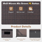 Tangkula 50 Gallon Wicker Deck Storage Box, Patio Rattan Storage Container with 2 Universal Wheels, Safety Pneumatic Rod, Zippered Liner, Sturdy Steel Frame, Ideal for Backyard, Poolside