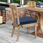 Sunbrella Round Corner Seat Cushions, 17" x 16" x 2", Set of 4, Indoor Outdoor Water Repellent Universal Chair Pads with Ties for Patio Furniture, Garden Dining Chairs, Specrtum Indigo
