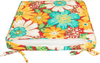Magpie Fabrics Indoor Outdoor Waterproof Square Chair Cushion, 18" x 18" x 2.5", 2 Pack, Water Resistant Seat Cushions, for Patio Garden Office, Ambry Red Hibiscus
