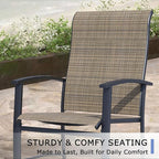 Outdoor Dining Chairs Set of 4, Stackable Patio Chairs with Metal Frame & Textilene Fabric, Perfect for Patio Garden Deck, Mocha