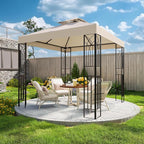 COOS BAY 8x8 Outdoor Patio Gazebo with Corner Shelves, Two-Tier Soft Top Canopy for Backyard, Lawn, Deck and Garden, Beige