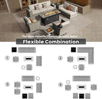 ovios 10 Pieces Patio Furniture Set, Outdoor Wicker Sectional Sofa with 54" Fire Pit Table Swivel Chairs, Modern Modular Deep Seat Rattan Couch Conversation Sets, Beige