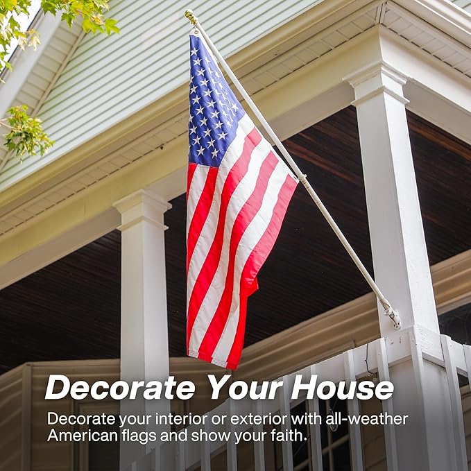 American Flag 6x10 ft Outdoor Long Lasting US Flag, Heavy Duty Polyester, Embroidered Stars, Sewn Stripes, Brass Grommets, UV Protection Perfect for Outdoors! USA Flag