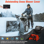 Snowblower Covers Waterproof Outdoor,Heavy Duty 420D Snow Blower Cover with Waterproof Strip,Air Vent,2 Reflective Handles,Windproof Buckle,Large Protective Cover for Gas Snow Thrower Outside Storage