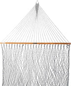 Original Pawleys Island Deluxe Navy Oatmeal Heirloom Tweed DuraCord Rope Hammock – 13 ft. x 65 in, 2-Person, 450 lb Capacity, Oak Spreader Bar, Zinc-Plated Hardware, Handcrafted in The USA