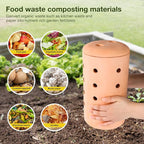 Underground Compost Bin 11Inch Garden Worm Farm Outdoor for Organic Refuse Red Pottery Ceramics Compost Bin with Holes and Lid Clay for Garden Vegetable Patch Backyard