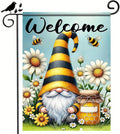 Welcome Spring Garden Flag Daisy Honey Garden Decoration 12x18 Double Sided Garden Outdoor House Spring Yard Flags for Outdoor Lawn and Patio Seasonal Farmhouse Flag