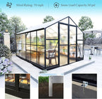 AMERLIFE 8x12x7FT Polycarbonate Greenhouse, Walk in Greenhouse with Quick-Connect System, Green House with 4 Vent Windows and Swing Lockable Door, Greenhouses for Outdoors, Sunroom Black
