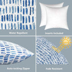 LVTXIII Outdoor Throw Pillows, Decorative Throw Pillows with Inserts, 16"x16" Square Pillows for Bed, Couch, Sofa and Patio Furniture, Set of 2, A Pebble Blue