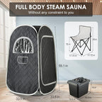 Portable Steam Sauna, Personal Home Sauna with 4L & 1400W Steamer Generator, Remote Control, Portable Chair & Floor Mat, Full Body Thicken Sauna Tent for Relaxation & Detox, 18 Levels, Black