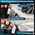 Saker Foam Cannon for Pressure Washer Kit with 10 PCS Saker Pressure Washer Hose Connector Set,Pressure Washer Gun for Car Washing and Cleaning,M22-14 Swivel to 3/8'' QC, 3/4" to QD