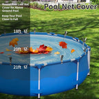 21 Feet Round Pool Leaf Net Cover - Pool Net Cover with 12 Pcs Swimming Pool Cover Clips - Leaf Net for 18FT Above Ground Pools