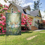 Fairy Flowers Garden Flag Vertical Double Sided Outdoor Yard Flags 12.5x18 Inch Burlap Banners for House Lawn