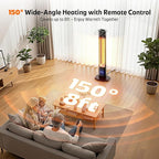 Outdoor Electric Patio Heater, 42-inch 1500W Infrared Tower Heater with 9 Heat Settings & 9H Timer, IPX5 Waterproof, Safety Lock, Tip-Over & Overheat Protection Space Heater for Indoor & Outdoor Use