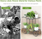 Safstar 6 Tiered Metal Plant Stand w/4 Decorative Wheels, Multilayer Flower Display Shelf for Home, Garden, Patio, Parisian Style Potted Plant Rack Holder