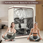 2 Person Portable Full Spectrum Infrared Sauna, Full Size Large Space Spa Tent with Remote Control,1600W Fast Heating, Foldable Chairs & LED Therapy Light, Home Spa for Relaxation (47.2"x35.4"x63")