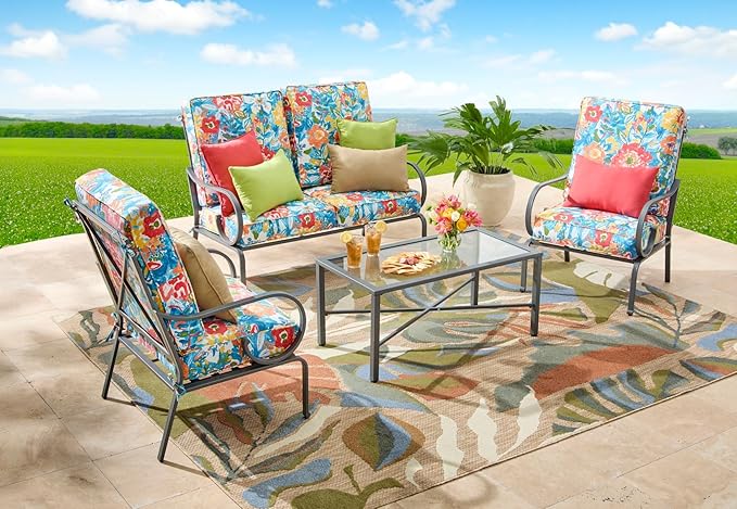 BrylaneHome Bh Outdoor Performance 2-Section Deep Seating Cushion - Geranium