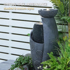 Vase Outdoor Water Fountain, 31.4''H Jar Waterfall Fountain with Warm LED Lights&Durable Pump for Yard, Porches, Home Décor,Garden,Office