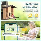 Bird Feeder with Camera Solar Powered, Smart Bird Feeder with AI Identify for 10000 Plus Species, Auto Capture & Real-time Notifications, Ideal Gift for Birdwatching, Bamboo