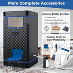 Giantex Portable Sauna Box, Full Body Steam Sauna for Home with 3L Generator, Remote Control, Folding Chair & Wooden Foot Roller, Lightweight Single Person Sauna Tent, 36" x 36" x 72" (Blue+Black)