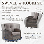 HUMMUH 7-Piece Patio Furniture Set with Fire Pit,Wicker Patio Glider Loveseat Outdoor Swivel Rocker Chairs with Ottomans for Backyard,Poolside,Deck
