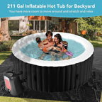 Round Inflatable Hot Tub, 2-4 Person Portable Blow up Hot Tub, Leak-Proof PVC Outdoor Spa with 120 Air Jets, Insulated Cover & Heater Pump, 71” X 71” X 25”