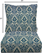 RSH DECOR: Deep Seating Cushion with Pillow Back | 25” x 25” Seat | Water and Fade-Resistant Spun Fabric | Outdoor Chair Cushion Set for Patio Furniture | Ashmore Marine