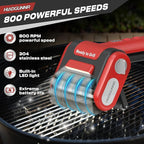 Electric Grill Brush, Grill Cleaner with LED Light, 700–800 RPM Stainless Steel Bristles, 304 Removable Brush Head, Cordless & Type-C Rechargeable Grill Cleaning Tool for Outdoor BBQ