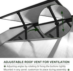 MUPATER 8 x 8 FT Outdoor Polycarbonate Greenhouse Kit with Sliding Lockable Door, Walk-in Backyard Green House with Aluminum Frame & Adjustable Roof Vent for Outdoor, Gray