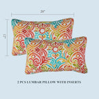 FUNHOME Set of 2 Patio Lumbar Pillows with Insert, 12”x20” Water-Repellent Outdoor Lumbar Pillow, Decorative Garden All Weather Lumbar Cushions for Patio Coach Sofa Use-Corinthian Dapple