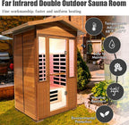 2 Person Outdoor Sauna Infrared Saunas Dry Sauna Room Red Cedar and Canadian Hemlock Wood Wooden Sauna Spa 1800W APP Control 7 Color Light 48.8 * 37 * 87.4inch