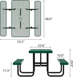4FT Picnic Tables for Outdoors, Rectangular Commercial Metal Picnic Table Bench Set with Umbrella Hole,Heavy Duty Steel Weather-Resistant Dining Table for Patio Dining Garden Backyard BBQ School