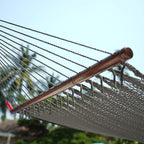 Lazy Daze Hammocks 10.5 FT Double 2 Person Caribbean Rope Hammock, Hand Woven Polyester Hammock with Spreader Bars, for Outside Outdoor Backyard Patio Poolside, 450 LBS Capacity, Gray
