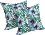 LVTXIII Outdoor/Indoor Throw Pillows, Decorative Throw Pillows with Inserts, 18"x18" Square Pillows for Bed, Couch, Sofa and Patio Furniture, Set of 2, Blue Salmone Tropical