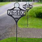 Touch of Class Pathways Custom Address Sign Reflective Driveway Marker Stake Set of Two | Personalized with 1-5 House Numbers or Name | Unique Tall Reflector Set of 2 | Black Durable Finish