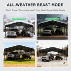 20x40 Heavy-Duty Metal Carport, Galvanized Steel Shelter for Pickup Trucks, Boats, Cars & Tractors, All Weather Protection Outdoor Vehicle Cover