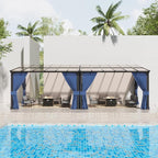 Kullavik 10' × 24' Hardtop Gazebo for Patio,Wall-Mounted Lean to Gazebo Pergola with Sloping Roof and Durable Aluminum Frame,Large Heavy Duty Awnings for Decks,Backyard,NavyBlue