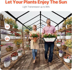VEVOR Polycarbonate Greenhouse, 8 x 14 Ft, Outdoor Greenhouse with 2 Vent Windows, Pavilion Styled Greenhouse with Hinged Door, Aluminum Large Walk-in Greenhouse Kit for Outside Garden Backyard