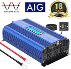 1500Watt Pure Sine Wave Inverter 12V DC to 110V 120V AC Power Inverter with Remote Control LCD Display and 2x2.4A USB Ports 3 AC Outlets Compatible with Lithium Battery for Home RV Truck by VOLTWORKS