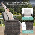 Outdoor Swivel Glider Rocker Chairs Set- 6 Piece Patio Furniture Set with A Glider Loveseat, Tempered Glass Side Table and 2 Ottoman, for Balcony, Porch - Brown Wicker, Beige Cushion