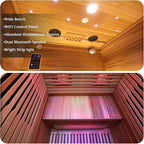 Outdoor Infrared Sauna 2 Person,Luxury Waterproof Red Cedar Sauna, All-in-One, No Setup, No Assembly, 6 Heating Panels, Light Strip, 1950W 120V app Control, Plug & Play Home Spa(0-149℉)