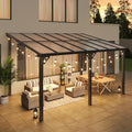 Aoxun 10’ x 14’ Gazebo, Wall Mounted Gazebos Pergola, Outdoor Patio, Large Wall-Mounted Heavy Duty Awnings for Patio, and LED Outdoor Waterproof Hanging Lights for Decks, Backyard