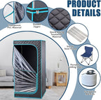 Portable Steam Sauna, Full Size Collapsible Sauna Tent for Home Spa, 2.5L,1500W Steamer with Remote Control,Christmas Birthday Gift for Family