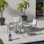 HAPPATIO 5-Piece Patio Outdoor Dining Set - All Aluminum Outdoor Patio Table and Chairs Set for 4 Includes 1 Square Dining Table and 4 Dining Chairs, Patio Outdoor Dining Set for Lawn or Garden