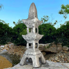 35.5’’High Asian Zen Pagoda Magnesium Oxide Tall Lantern Statue Outdoor Sculpture for Garden Backyard Decor Pagoda Statue Miniature Tower Lantern Landscape Garden Decoration