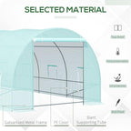 Outsunny 20' x 10' x 7' Walk-in Tunnel Greenhouse, Garden Warm House, Large Hot House Kit with 8 Roll-up Windows & Roll Up Door, Steel Frame, Green